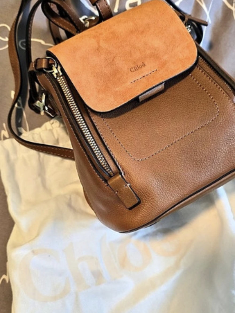 Chloé Mini Faye Backpack Brown